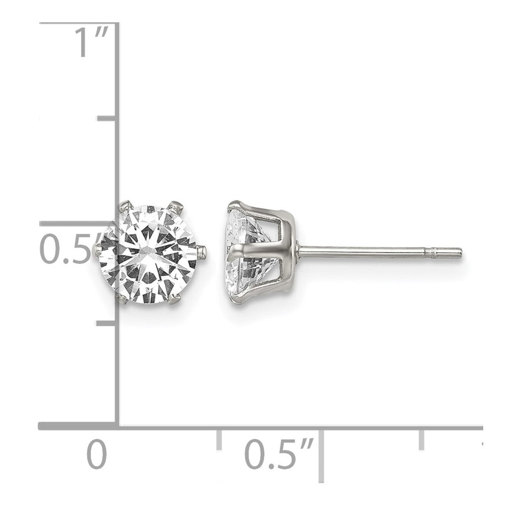 Chisel Stainless Steel Polished 6mm Round CZ Stud Post Earrings
