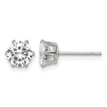 Chisel Stainless Steel Polished 6mm Round CZ Stud Post Earrings