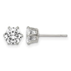 Chisel Stainless Steel Polished 6mm Round CZ Stud Post Earrings
