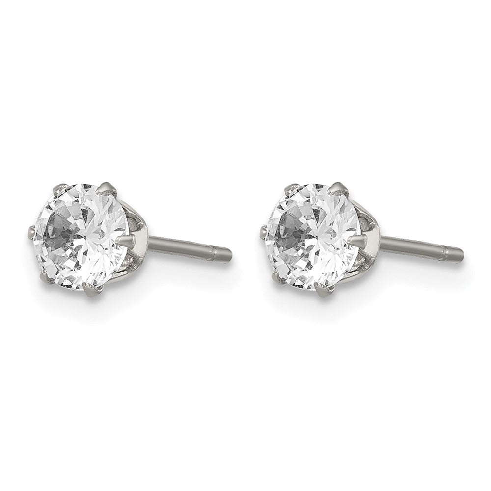 Chisel Stainless Steel Polished 5mm Round CZ Stud Post Earrings