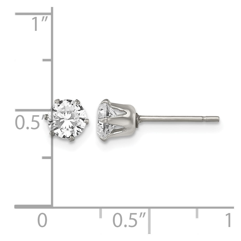 Chisel Stainless Steel Polished 5mm Round CZ Stud Post Earrings