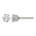 Chisel Stainless Steel Polished 5mm Round CZ Stud Post Earrings