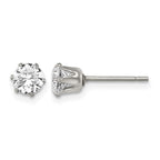 Chisel Stainless Steel Polished 5mm Round CZ Stud Post Earrings