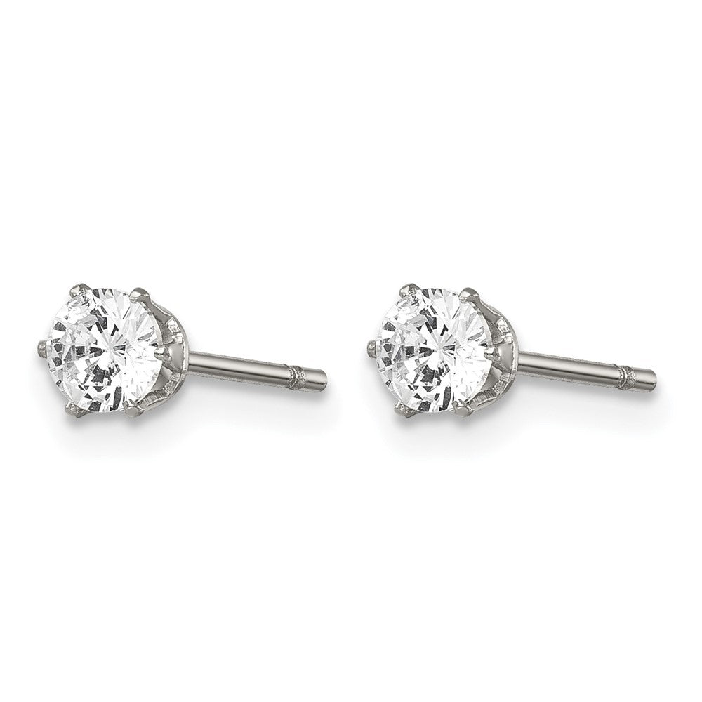 Chisel Stainless Steel Polished 4mm Round CZ Stud Post Earrings