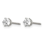 Chisel Stainless Steel Polished 4mm Round CZ Stud Post Earrings