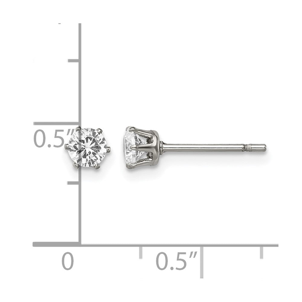 Chisel Stainless Steel Polished 4mm Round CZ Stud Post Earrings