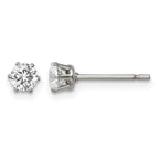Chisel Stainless Steel Polished 4mm Round CZ Stud Post Earrings