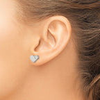 Chisel Stainless Steel Polished with CZ Heart Post Earrings