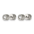 Chisel Stainless Steel Polished CZ Bezel Post Earrings