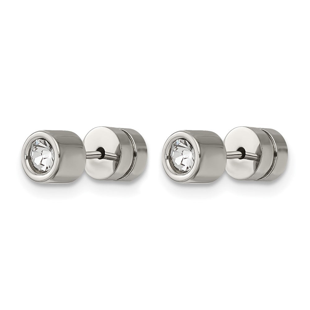 Chisel Stainless Steel Polished CZ Bezel Post Earrings