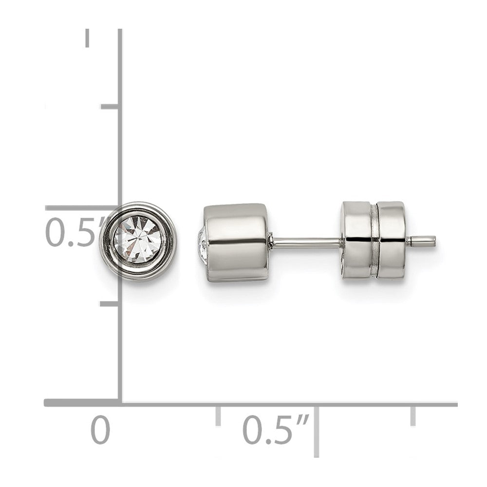 Chisel Stainless Steel Polished CZ Bezel Post Earrings
