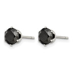 Chisel Stainless Steel Polished 6mm Black Round CZ Stud Post Earrings