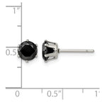 Chisel Stainless Steel Polished 6mm Black Round CZ Stud Post Earrings