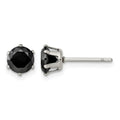 Chisel Stainless Steel Polished 6mm Black Round CZ Stud Post Earrings