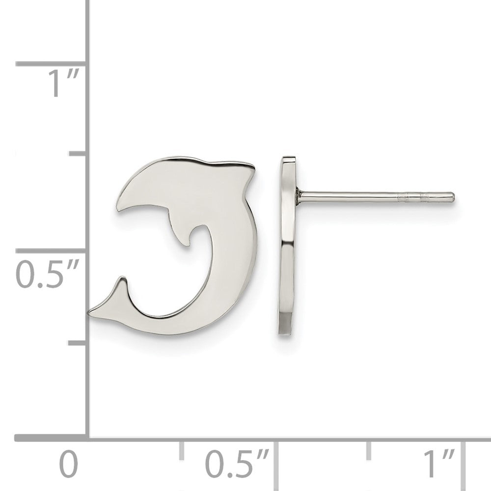 Chisel stainless Steel Polished Dolphin Post Earrings