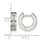 Chisel Stainless Steel Polished with CZ 4mm Hinged Hoop Earrings