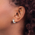 Chisel Stainless Steel Brushed with CZ 4mm Hinged Hoop Earrings