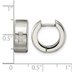 Chisel Stainless Steel Brushed and Polished with CZ 6mm Hinged Hoop Earrings