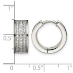 Chisel Stainless Steel Brushed and Polished with CZ 6mm Hinged Hoop Earrings