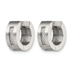 Chisel Stainless Steel Brushed and Polished with CZ 5mm Hinged Hoop Earrings