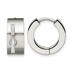 Chisel Stainless Steel Brushed and Polished with CZ 7mm Hinged Hoop Earrings