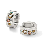 Chisel Stainless Steel Polished Yellow IP-plated with Multicolor CZ 7mm Hinged Hoop Earrings