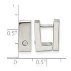 Chisel Stainless Steel Brushed and Polished with CZ 5mm Hinged Square Hoop Earrings