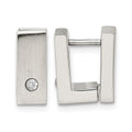 Chisel Stainless Steel Brushed and Polished with CZ 5mm Hinged Square Hoop Earrings
