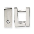 Chisel Stainless Steel Brushed and Polished with CZ 5mm Hinged Square Hoop Earrings