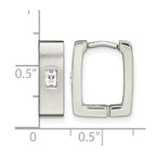 Chisel Stainless Steel Brushed and Polished with CZ 5mm Square Hinged Earrings