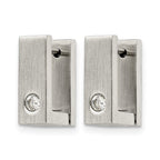 Chisel Stainless Steel Brushed and Polished with CZ 4mm Square Hinged Hoop Earrings
