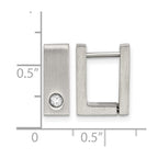 Chisel Stainless Steel Brushed and Polished with CZ 4mm Square Hinged Hoop Earrings