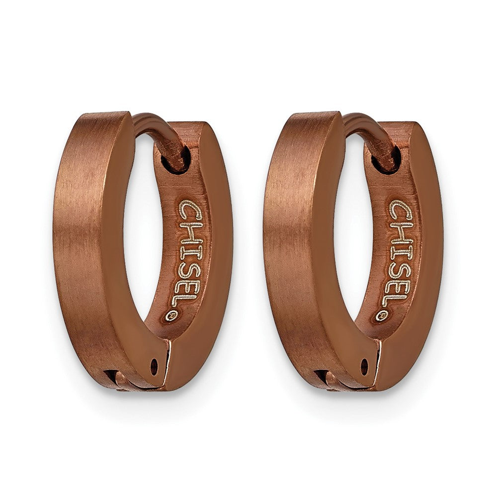 Chisel Stainless Steel Brushed Brown IP-plated 2mm Hinged Hoop Earrings