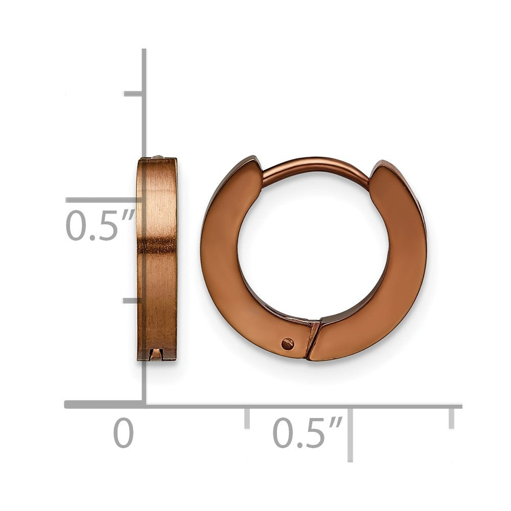 Chisel Stainless Steel Brushed Brown IP-plated 2mm Hinged Hoop Earrings