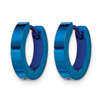 Chisel Stainless Steel Brushed Blue IP-plated 2mm Hinged Hoop Earrings