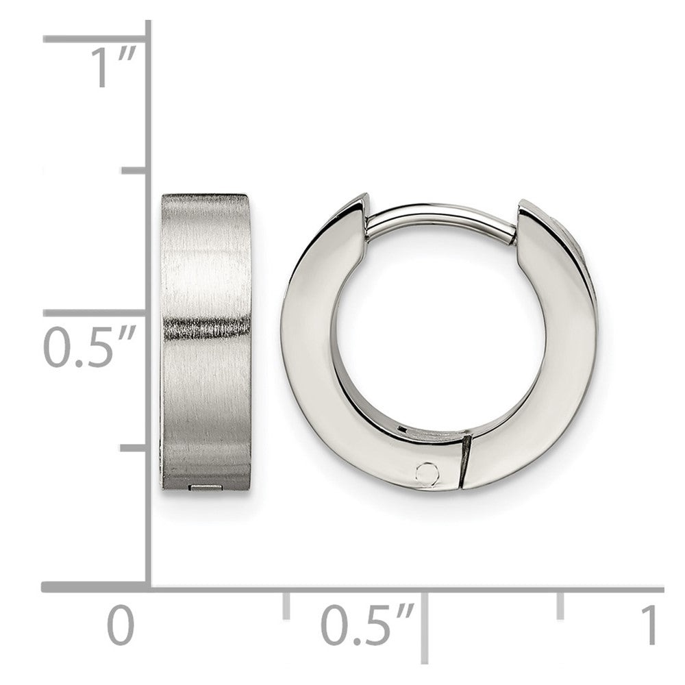 Chisel Stainless Steel Brushed and Polished Round 4mm Hinged Hoop Earrings