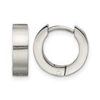 Chisel Stainless Steel Brushed and Polished Round 4mm Hinged Hoop Earrings