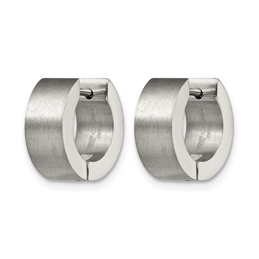 Chisel Stainless Steel Brushed Round 5mm Hinged Hoop Earrings