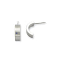 Stainless Steel Blue CZ Brushed & Polished Half Hoop Post Earrings