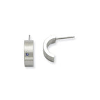 Stainless Steel Blue CZ Brushed & Polished Half Hoop Post Earrings