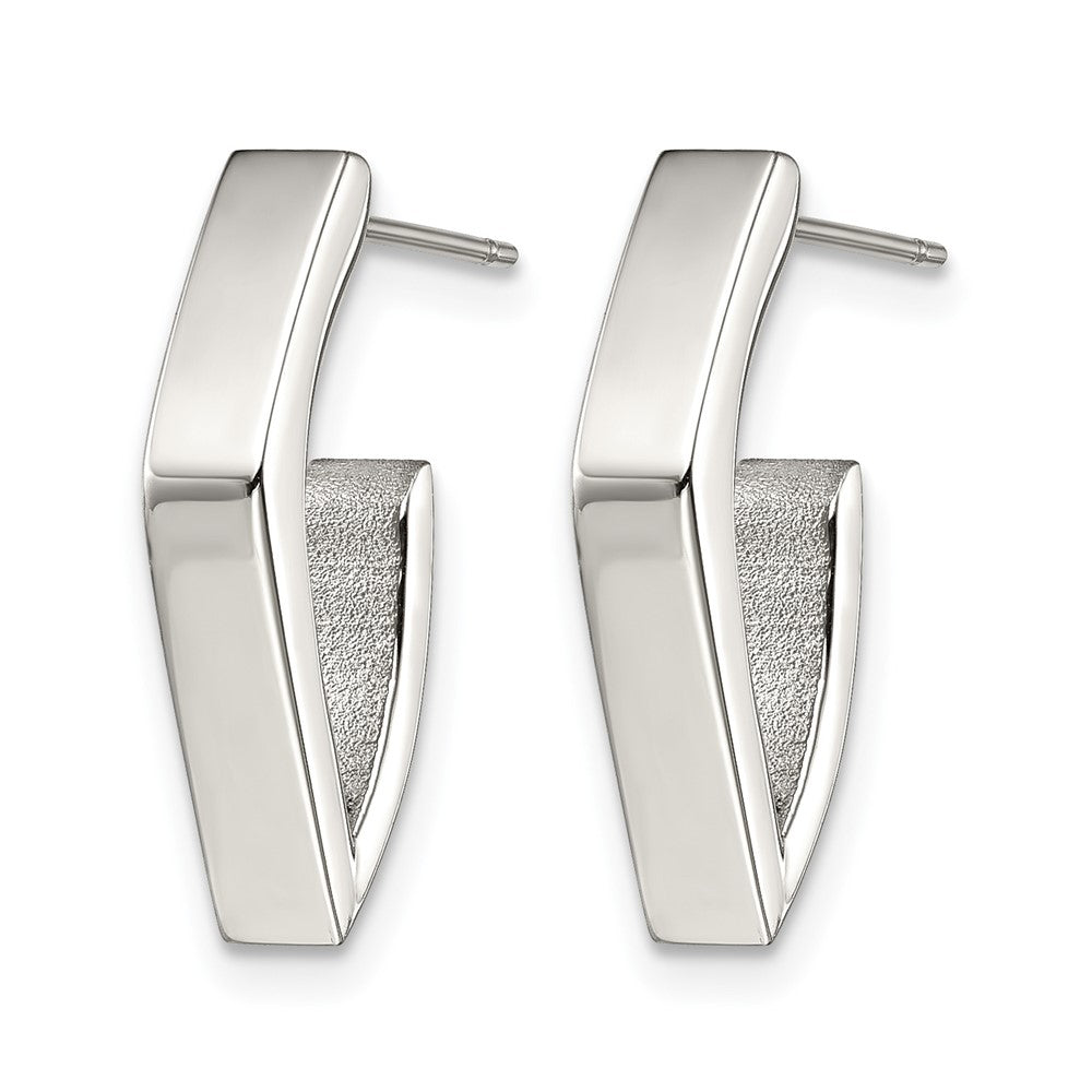 Chisel Stainless Steel Polished J Post Earrings