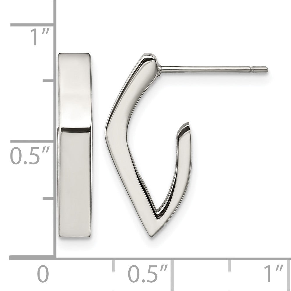 Chisel Stainless Steel Polished J Post Earrings