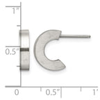 Chisel Stainless Steel Brushed J Hoop Post Earrings