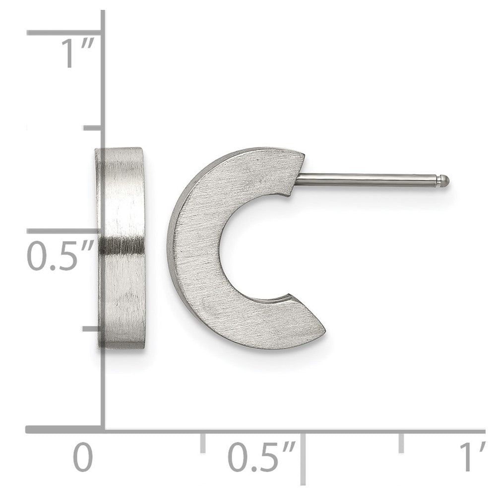 Chisel Stainless Steel Brushed J Hoop Post Earrings
