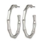 Chisel Stainless Steel Polished Bamboo Design J Hoop Post Earrings