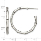 Chisel Stainless Steel Polished Bamboo Design J Hoop Post Earrings