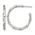 Chisel Stainless Steel Polished Bamboo Design J Hoop Post Earrings