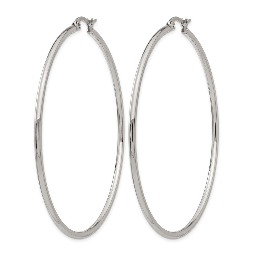 Chisel Stainless Steel Polished 60mm Diameter 2mm Hoop Earrings
