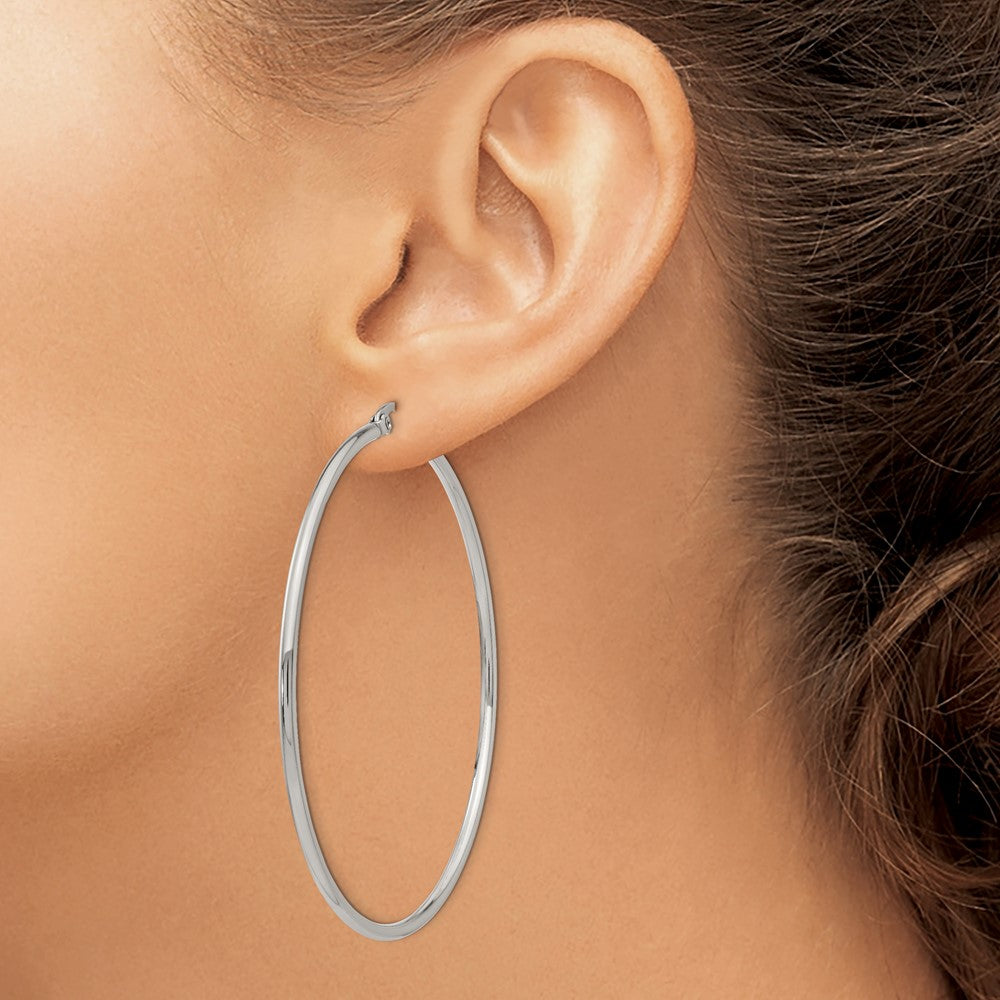 Chisel Stainless Steel Polished 60mm Diameter 2mm Hoop Earrings