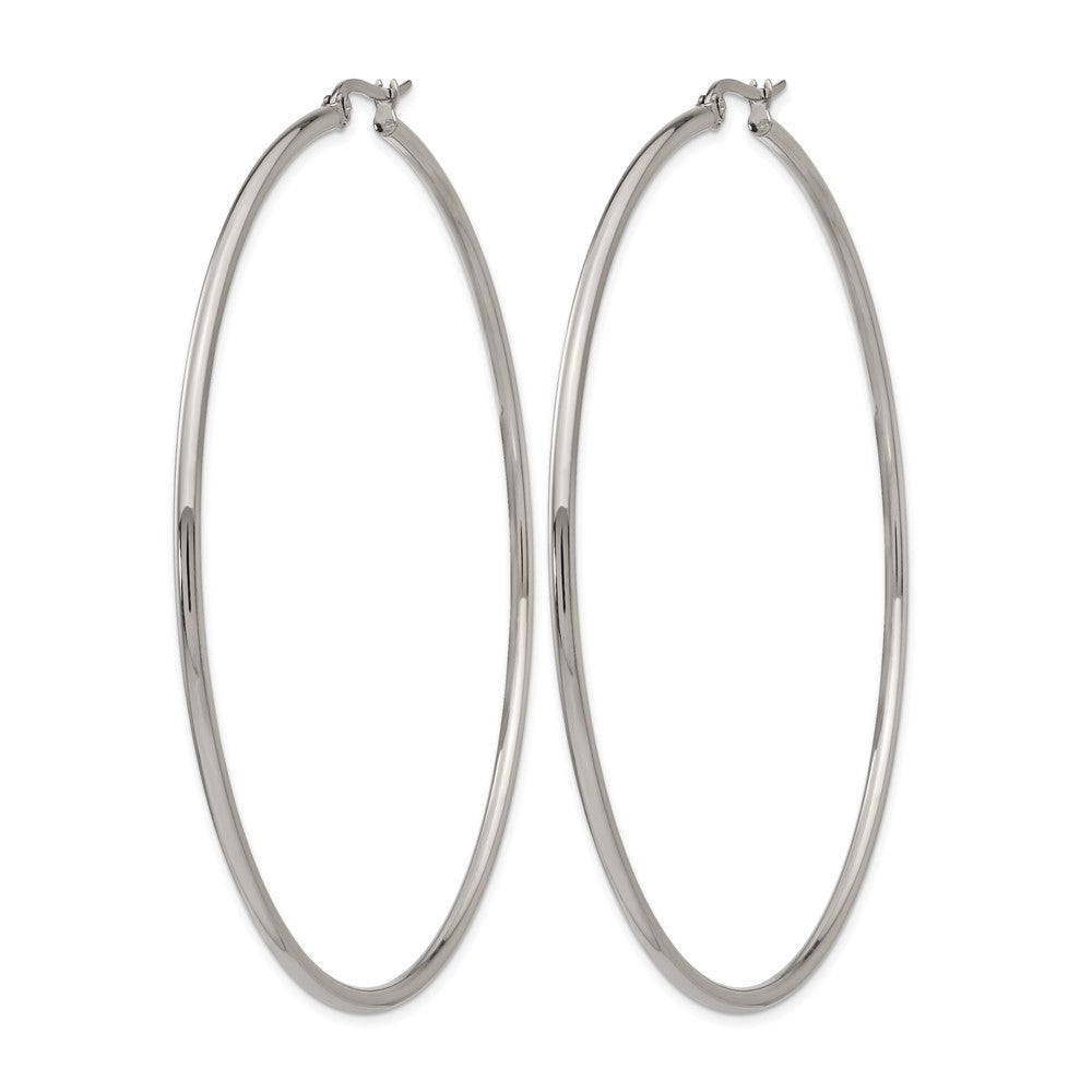 Chisel Stainless Steel Polished 70mm Diameter 2mm Hoop Earrings